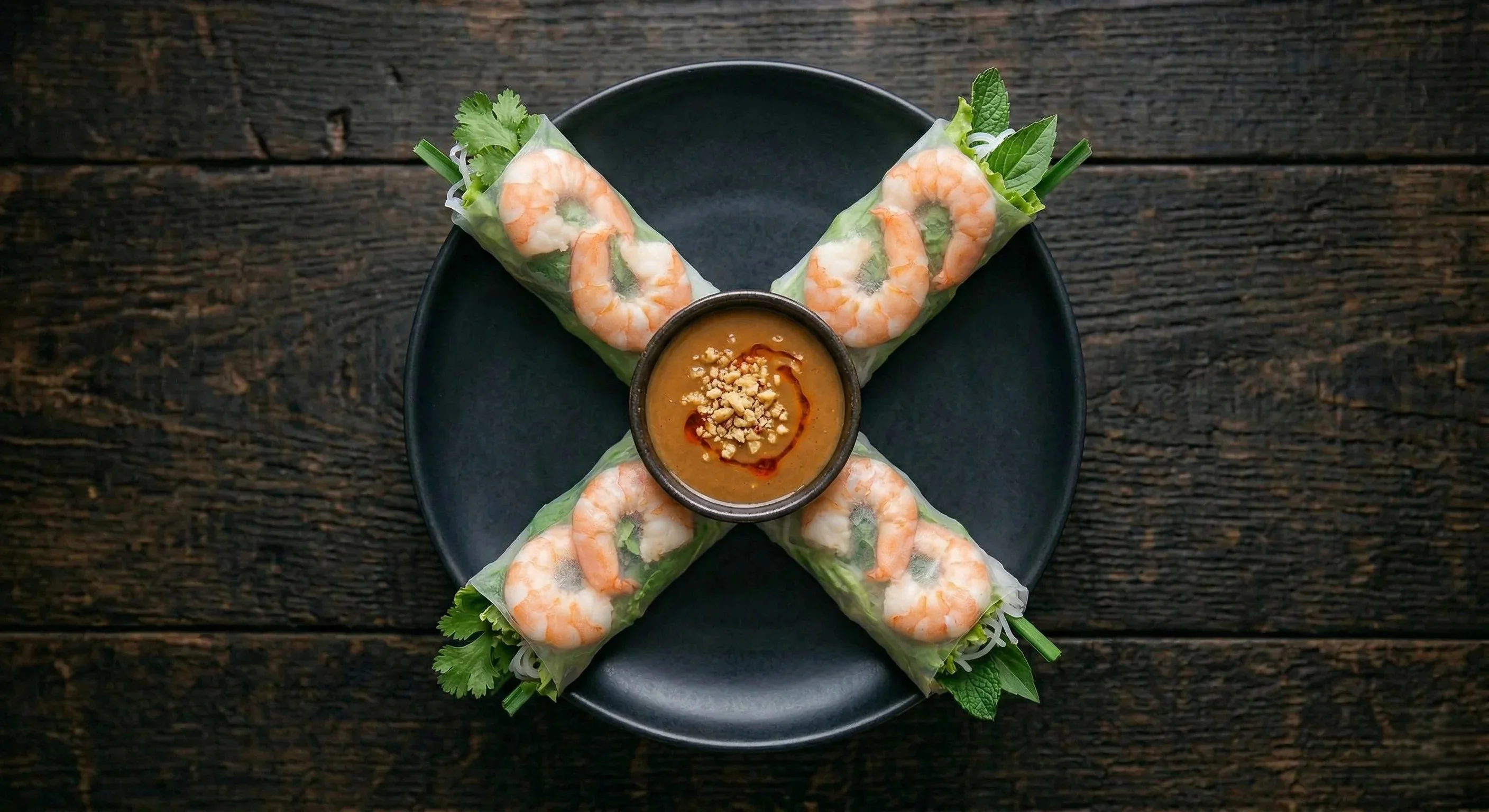 Fresh shrimp salad rolls with peanut sauce at Hong An Vietnamese Cuisine Calgary