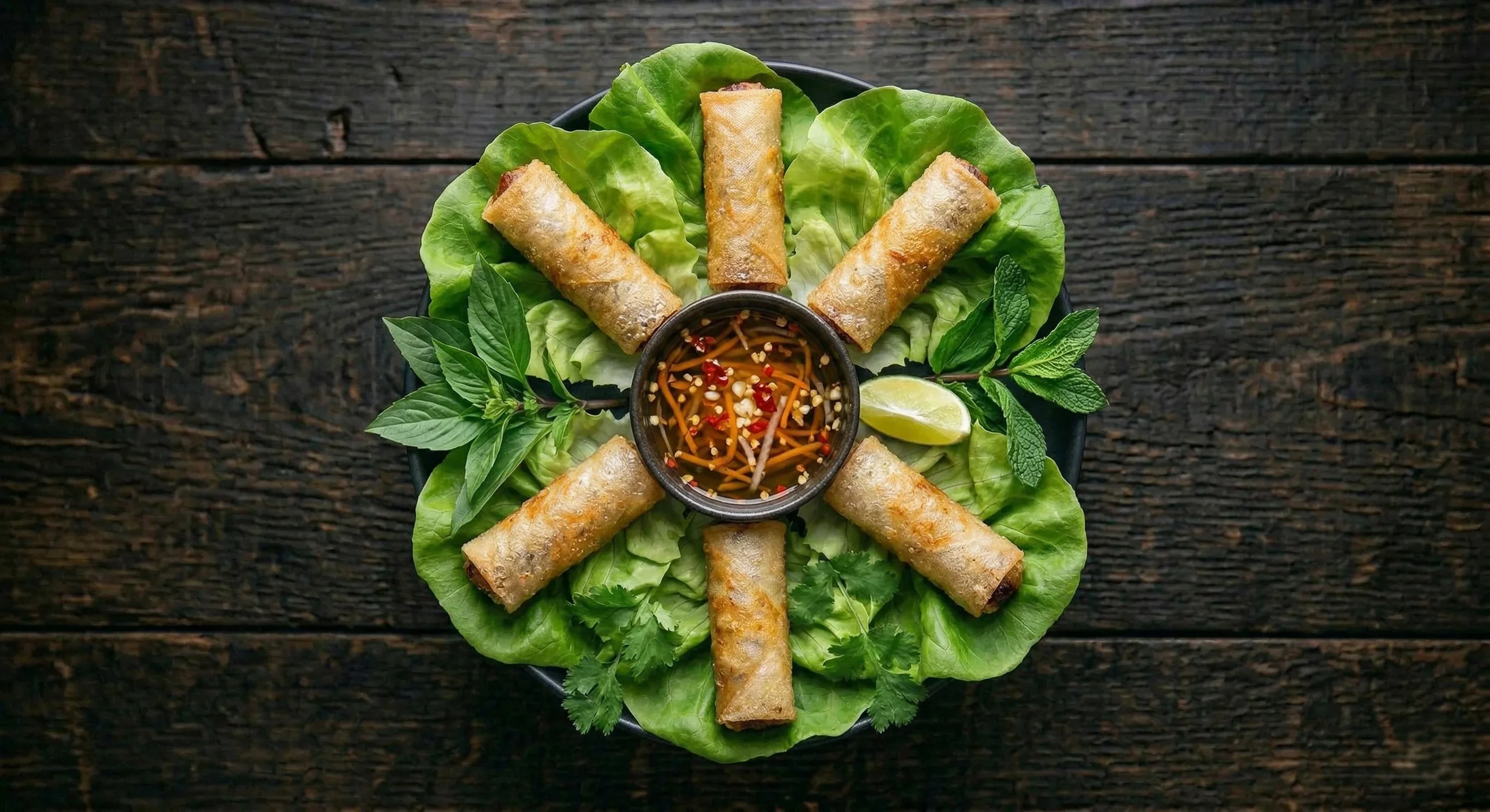 Crispy pork spring rolls cha gio at Hong An Vietnamese restaurant Calgary